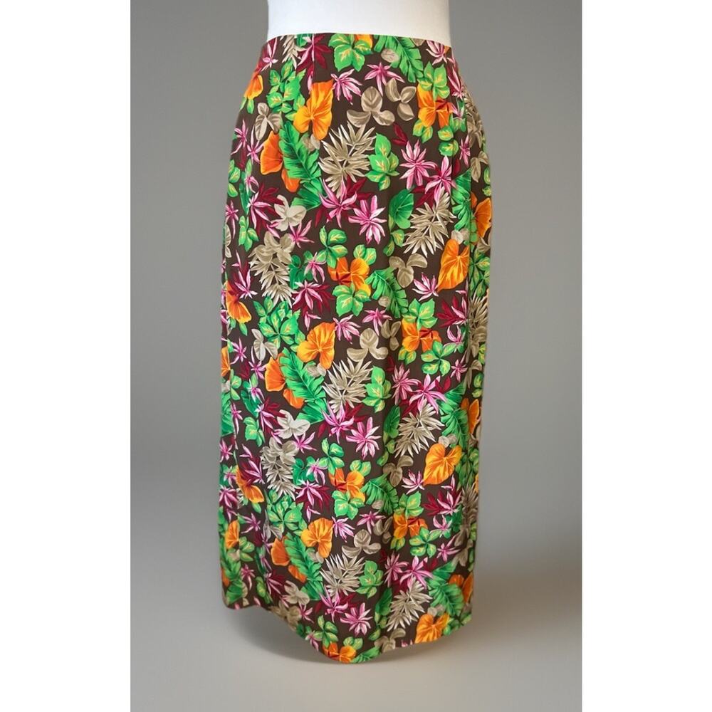 Joan Leslie Women 14 Skirt Vibrant Exotic Tropical Island Vibe Faux Wrap